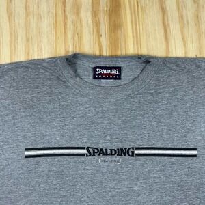 Spalding T Shirt Y2K Gray 2XL Roomy Cotton‎ Short Sleeve Crewneck Pullover Logo
